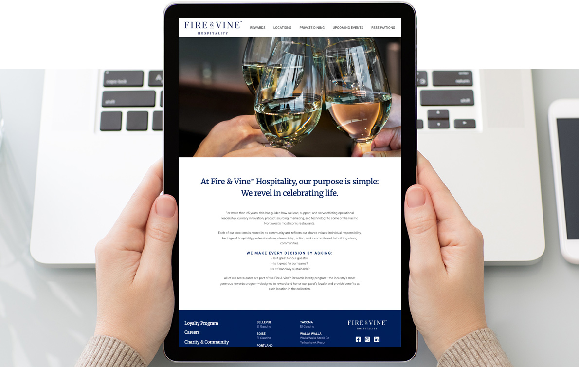 Fire & Vine Hospitality Website