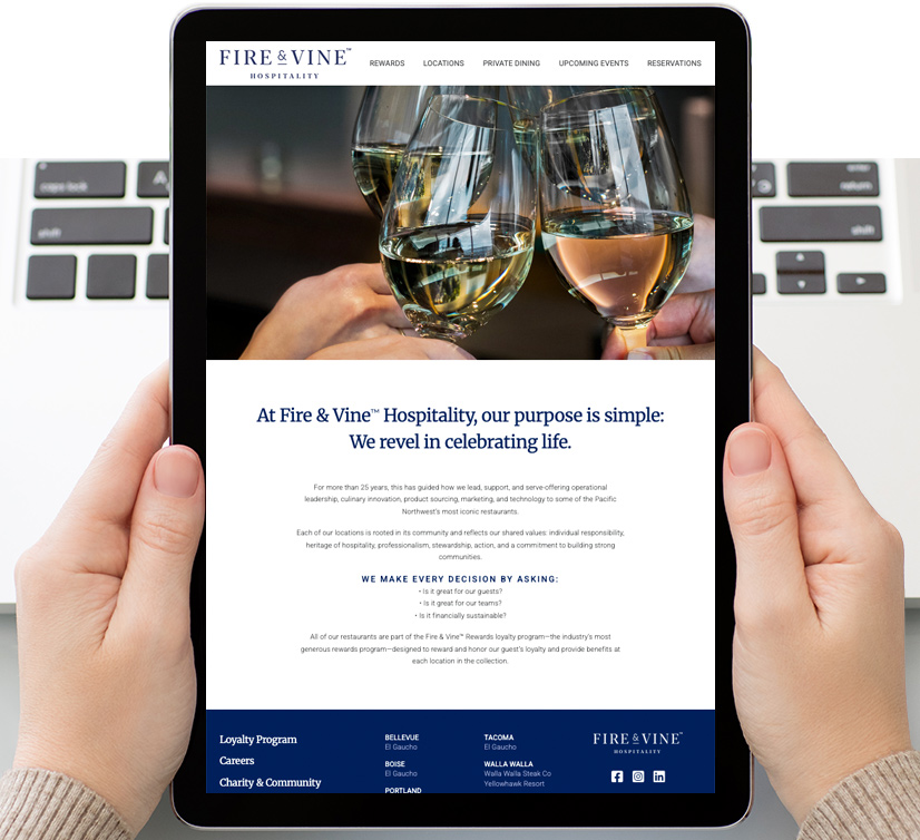 Fire & Vine Hospitality Website